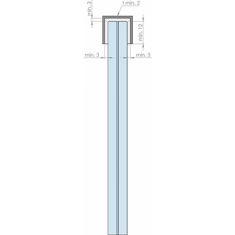 Edelstahl-U-Profil, 28x26x2mm, L: 3000mm, V4A