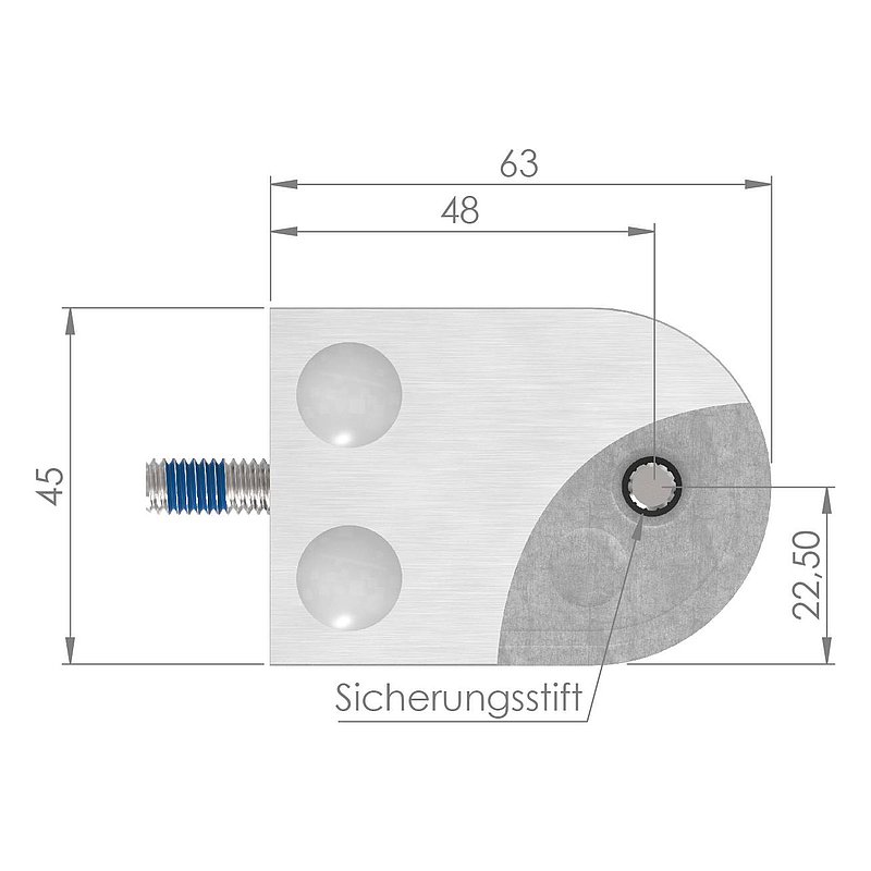Glasklemme Mod. 12, Anschluss: 42,4mm, Zink roh