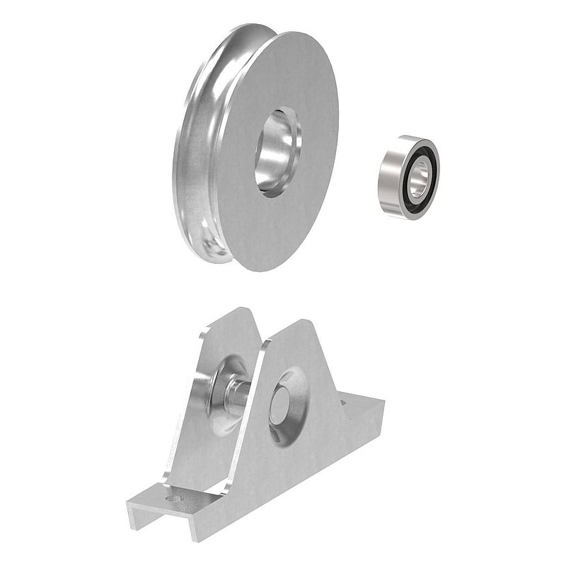 Galet pour porte coulissante avec rainure ronde