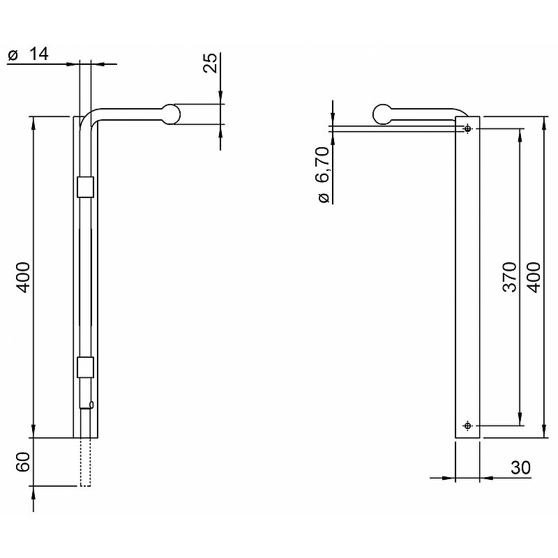 Verrou de porte à visser, Ø 14mm, V2A
