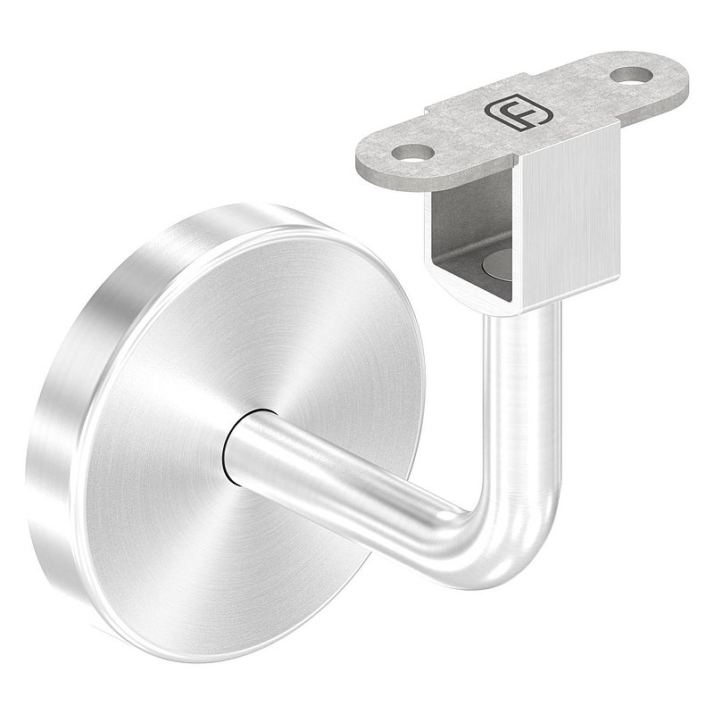 Handrail bracket for LED handrail (round plate and bracket welded), AISI304
