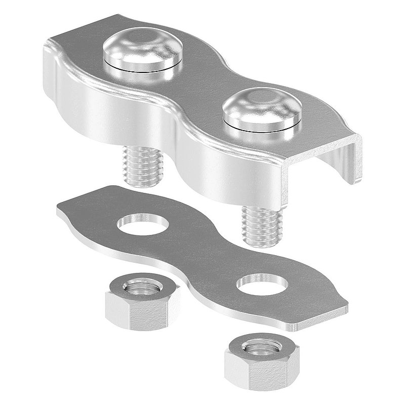 Duplex clamps for rope 8mm, AISI316