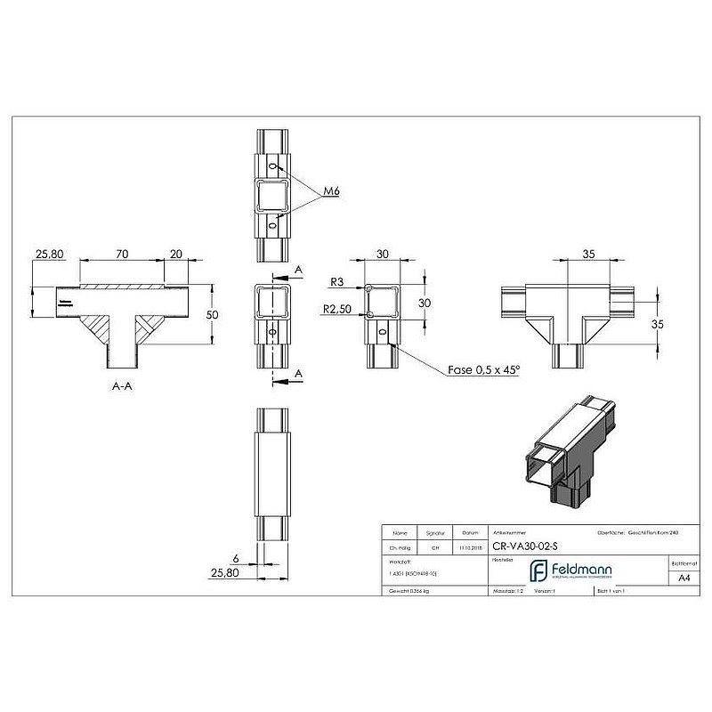 CORNECT® T-Stück, V2A