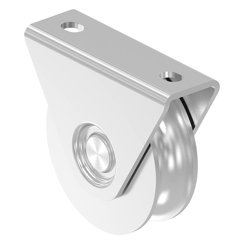 sliding gate roller Ø 80mm, with round rill Ø 20mm, AISI316