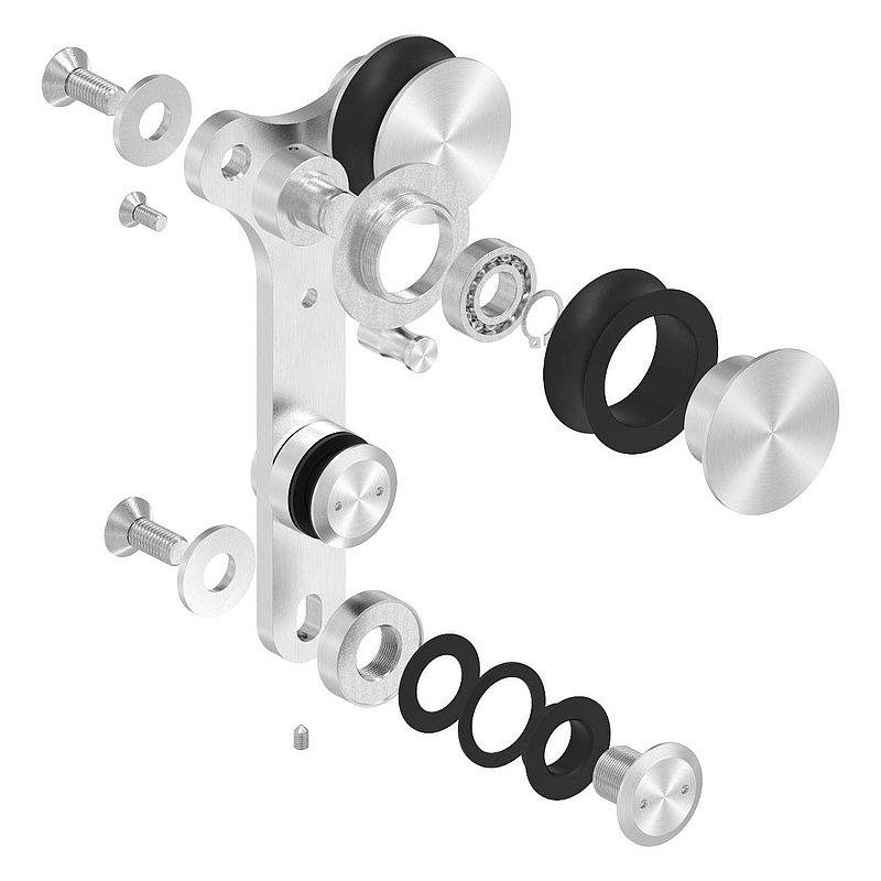 Double roller carriage for sliding glass doors, AISI304