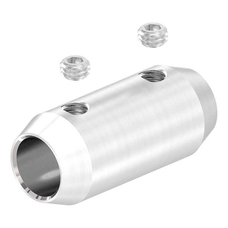 Bar connector for 10mm round, L: 36mm, Ø 16mm, AISI304