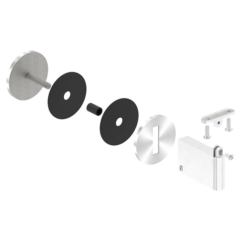 Sensa Design 2, für Rohr 42,4mm, für Montage an Glas, mit Gelenk für Steigung, V2A