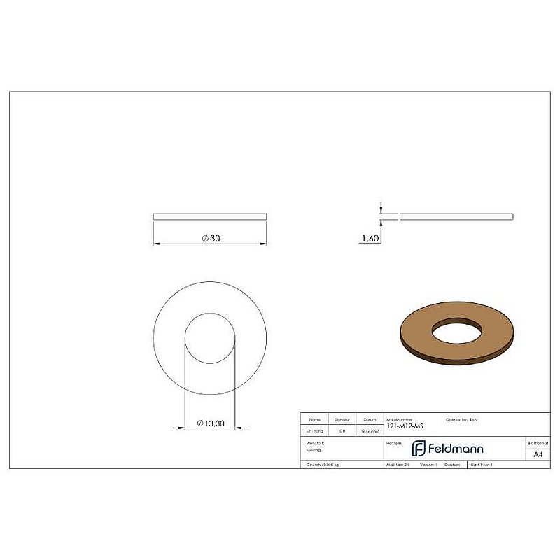 Brass disc from hinge 121-M12