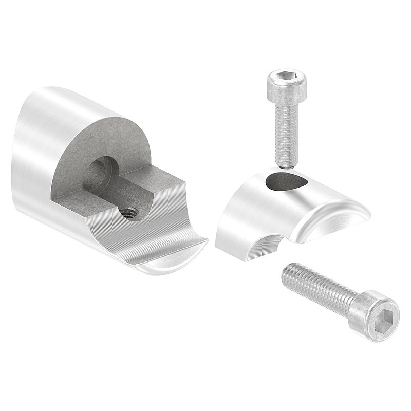 Halter für rundes Klemmprofil 18mm Anschluss: 33,7mm, V2A
