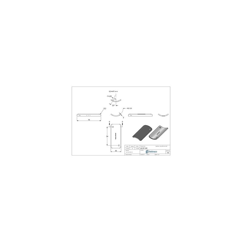Handlaufanschlussplatte, 42,4mm, V2A