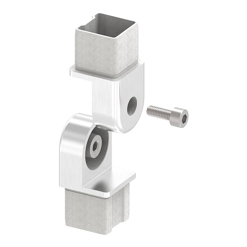 Raccord articulé pour tube 40x40x3,0mm, V4A