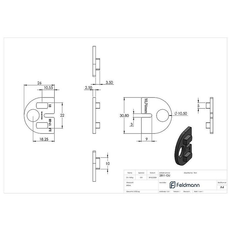 Gummi für Mod. 28, VSG-Glas 10,76mm