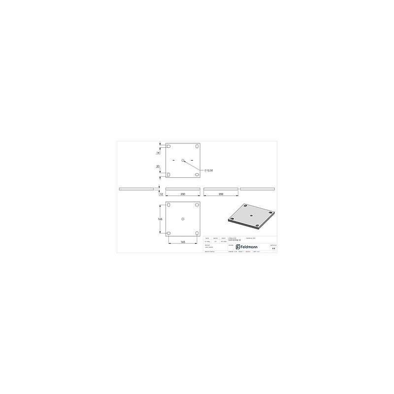 Anchor plate 200x200x12mm