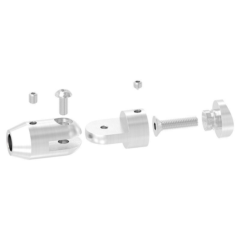 Support de lisse transversale + articulation à insérer en extr., p. tube 42,4mm, perçage 10,2mm, V2A
