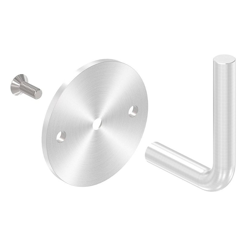 Handrail bracket for welding, (round plate and bracket screwed together), AISI304