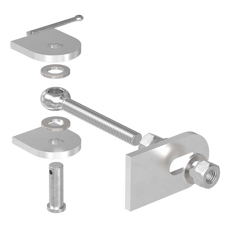 Door hinge 180° adjustable, M12 thread, AISI304