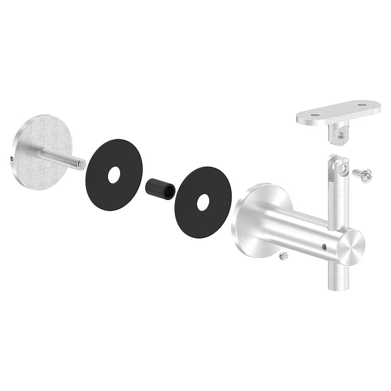 Handrail holder for glass, hinge, handrail connection plate flat, AISI304