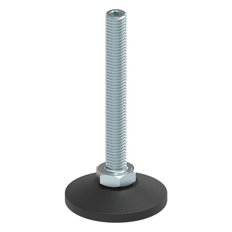 Levelling foot with adjusting screw with hexagon socket