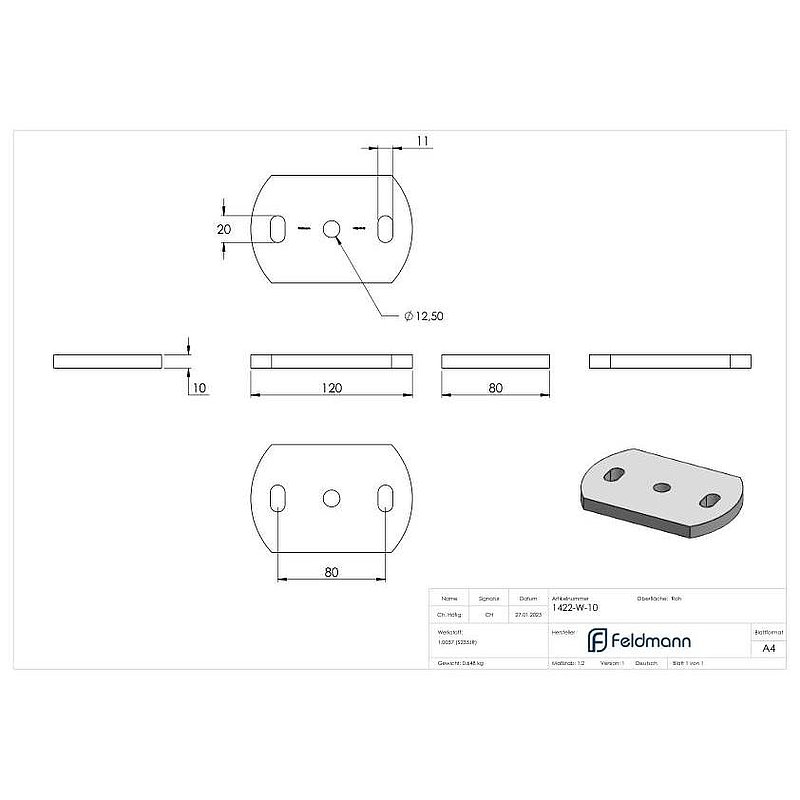 Anchor plate 120x80x10mm