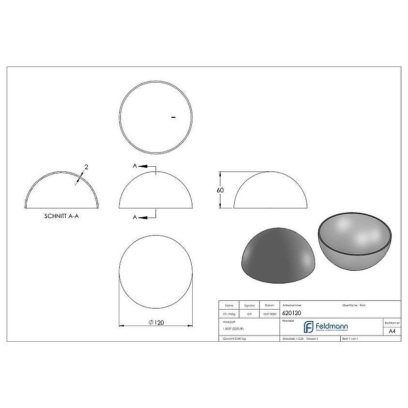 Halbhohlkugel Ø 120mm