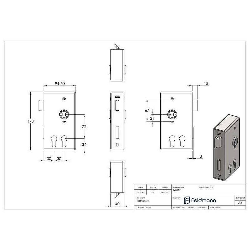 Lock case for two profile cylinders