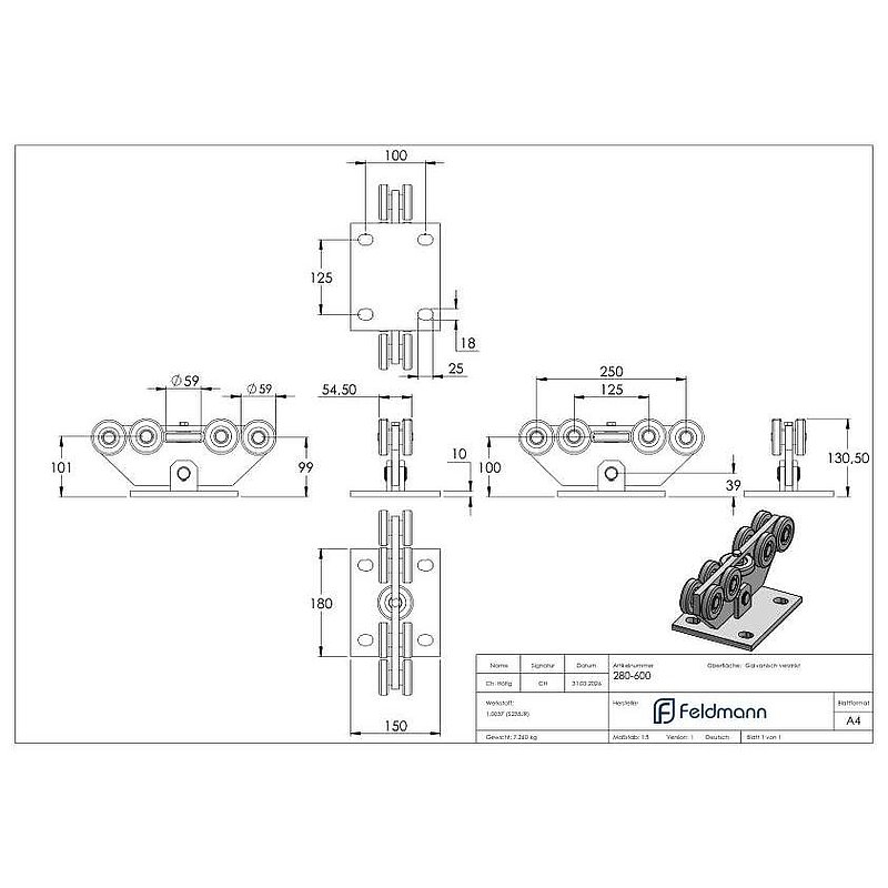 roller stand, galvanised