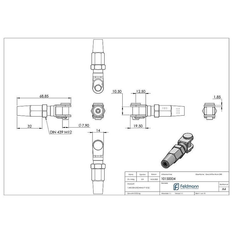 Gabelterminal zur Selbstmontage für Seil Ø 4mm, V4A