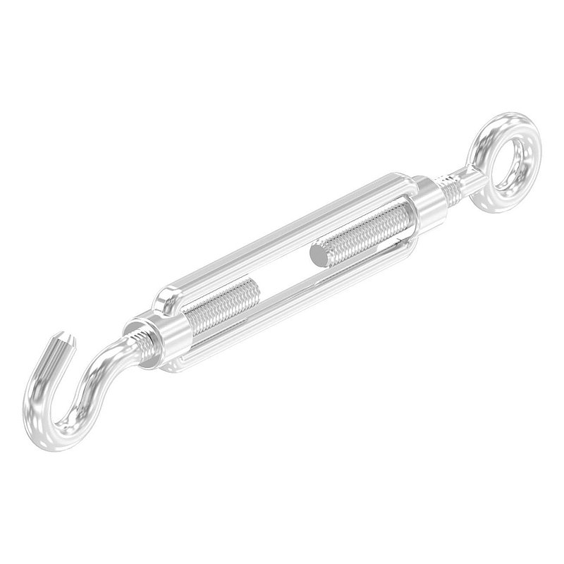 Spannschloss mit Öse / Haken, Rundeisen: 8mm, V4A
