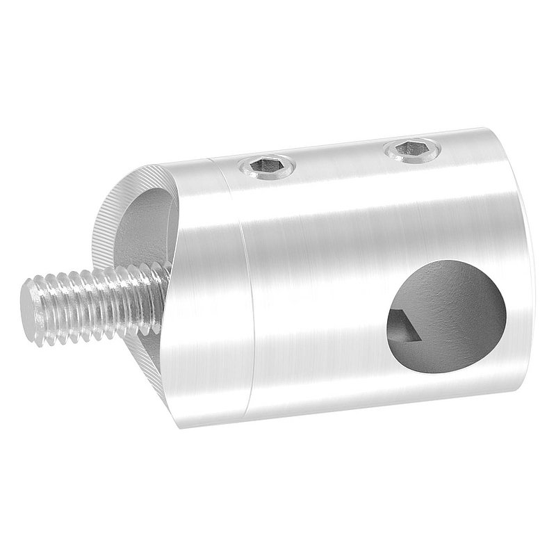 Querstabhalter für 33,7mm Rohr, Sackloch rechts 10,2mm, V2A