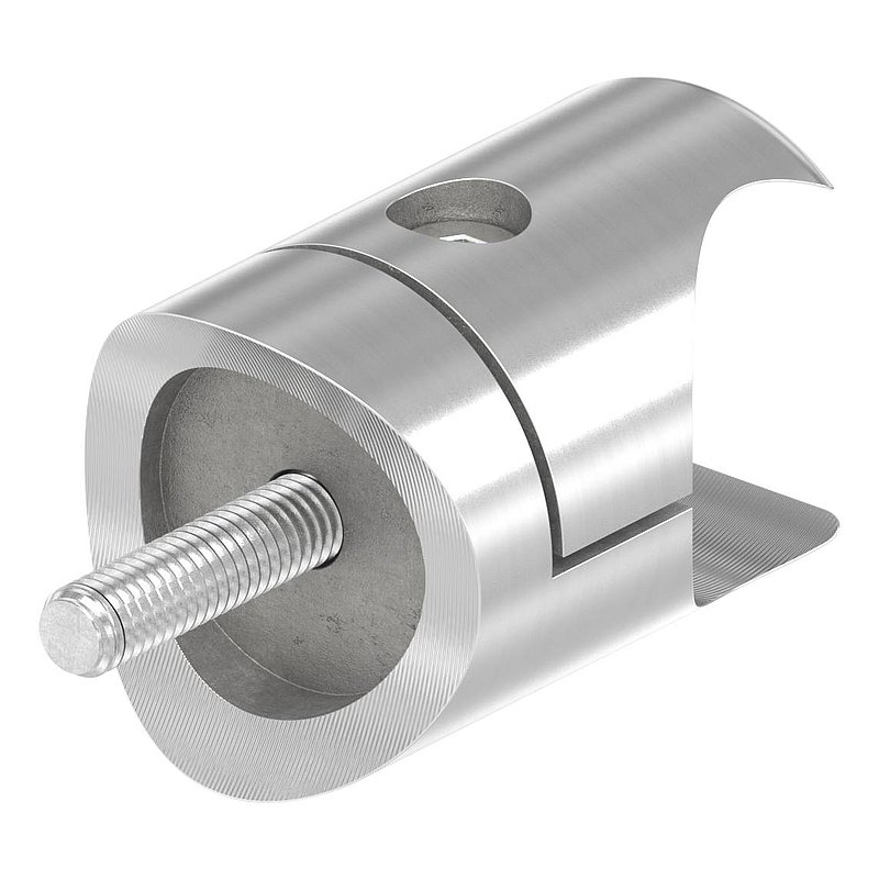 Halter für rundes Klemmprofil 27mm Anschluss: 48,3mm, V2A