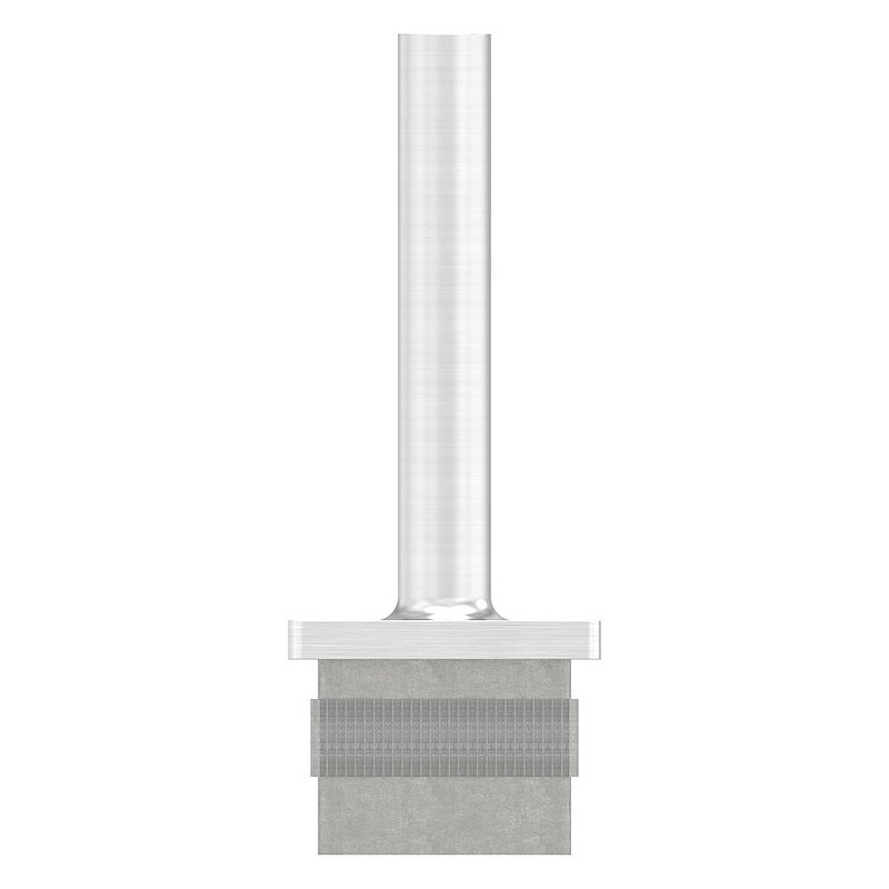 end plug with pin for pipe 40 x 40 x 3,0mm, height 80mm, with M6 inside thread, AISI304