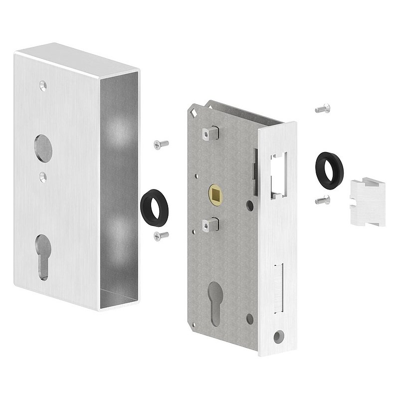 Serrure acier zinguée avec coffre en acier inoxydable, dimensions: 40x94,5x173mm