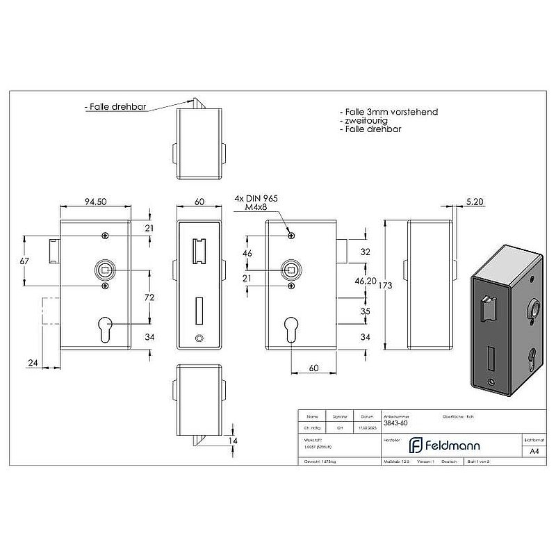 AMF lock case with galvanised lock