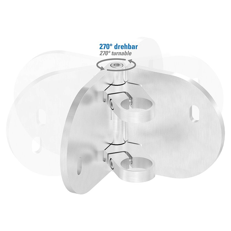 Wandbefestigung für Geländerpfosten 42,4mm, Ecke, V2A