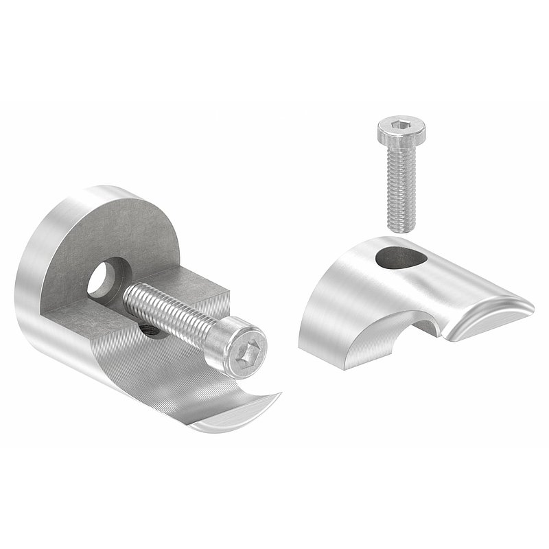 Halter für rundes Klemmprofil 27mm Anschluss: gerade, V2A