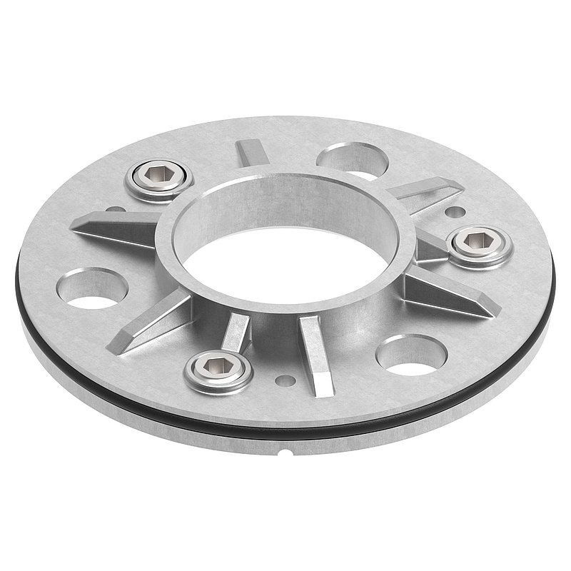 Ankerplatte, Ø 103,5x8mm für 42,4mm Rohr, roh, V4A