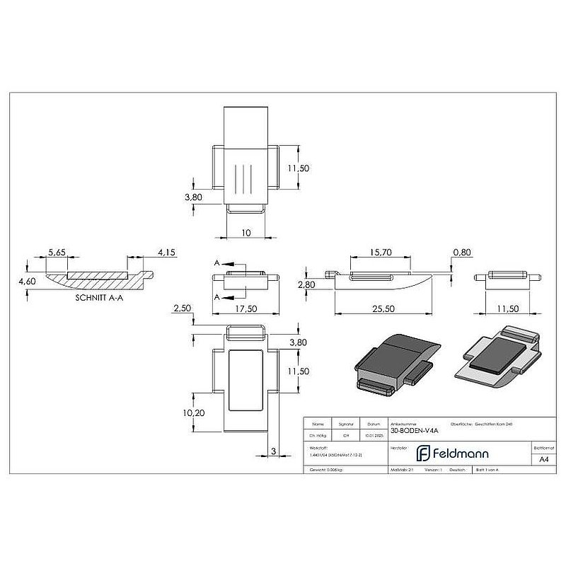 Sicherungsplatte für Mod. 30 - V4A