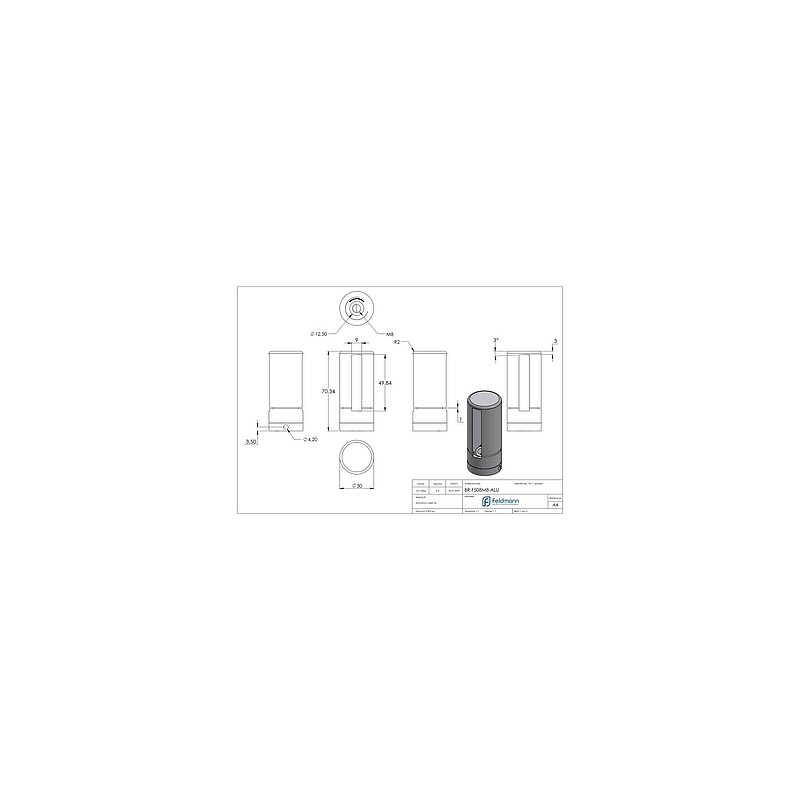 Brenk, support de base pour barreaux plats 50x8mm, ALU