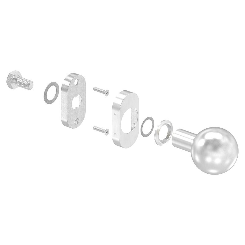 Bouton de porte, Ø 50mm, fixe, V2A