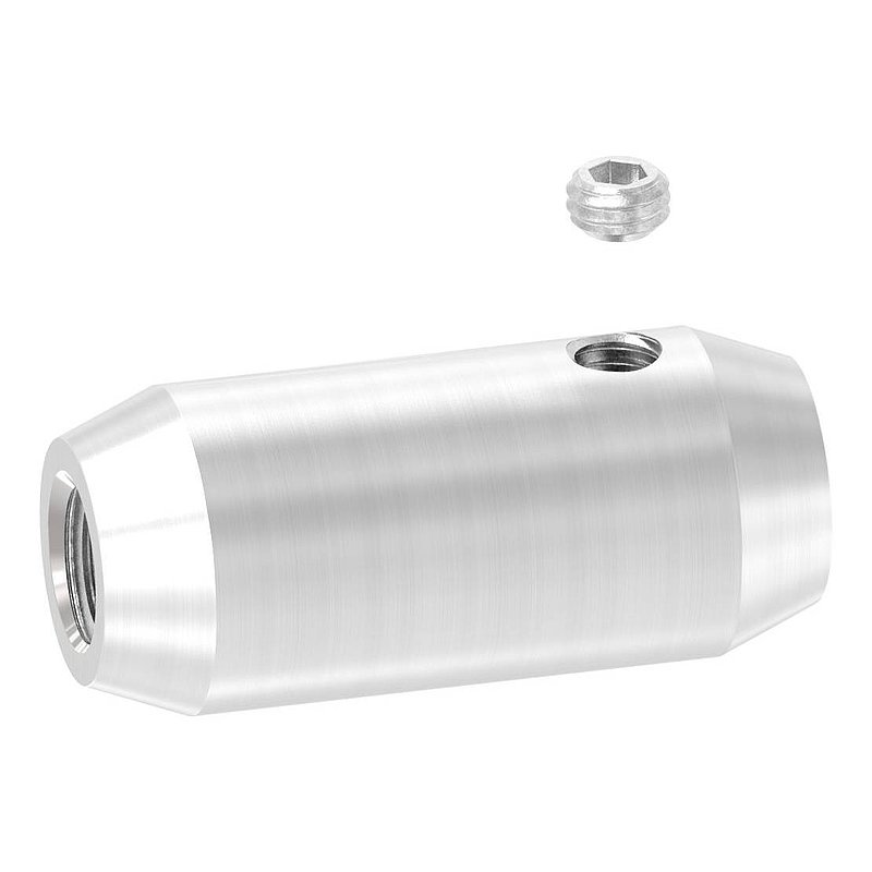 Bar connector Ø16mm with M8 thread and 10mm hole, AISI304