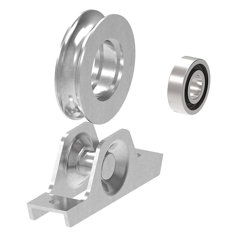 Galet pour porte coulissante avec rainure ronde