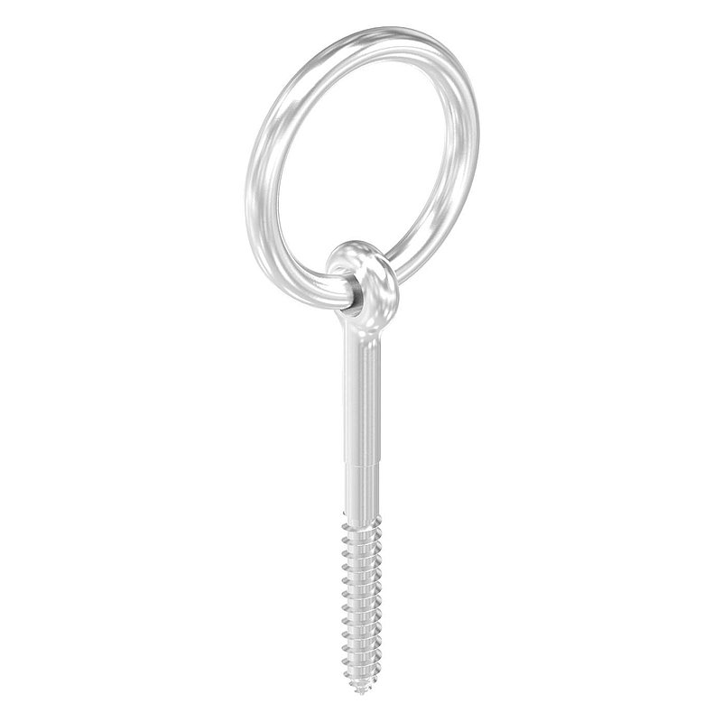 Anneau avec vis à bois, fer rond : Ø 4mm, V4A
