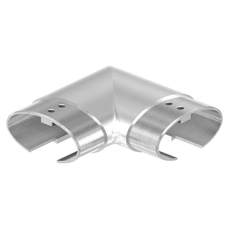 Connector 90° for oval grooved tube 80x40mm, AISI304