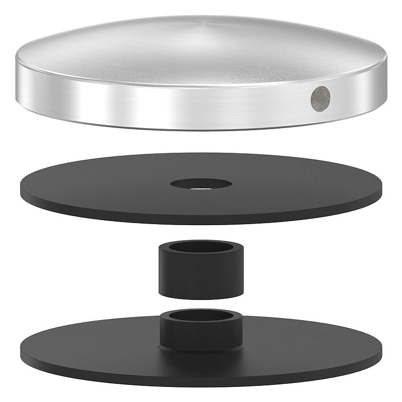 Upper part of 72mm glass point holder, AISI304