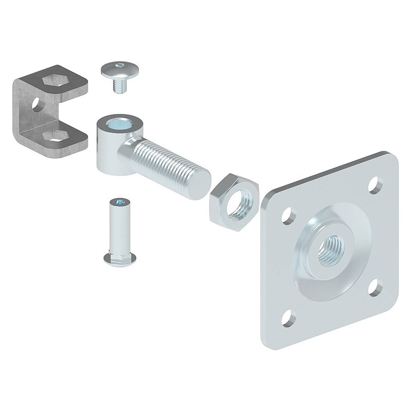 gate hinge M20 with adjustable plate, galvanised