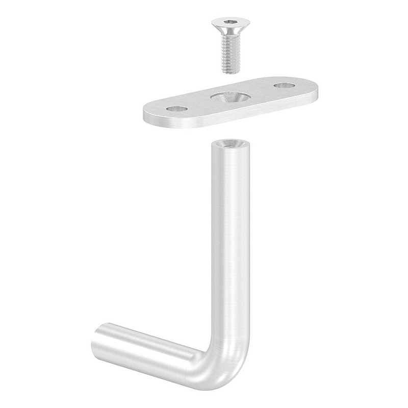 Bracket Ø 12mm with straight handrail connection plate, AISI304