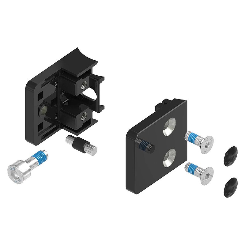 Glasklemme Mod. 31, Anschluss: 42,4mm, Zink roh pulverbeschichtet RAL 9005 schwarz glänzend