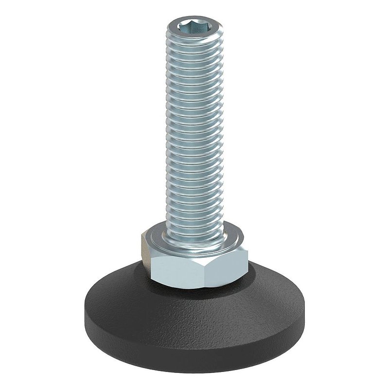 Levelling foot with adjusting screw with hexagon socket
