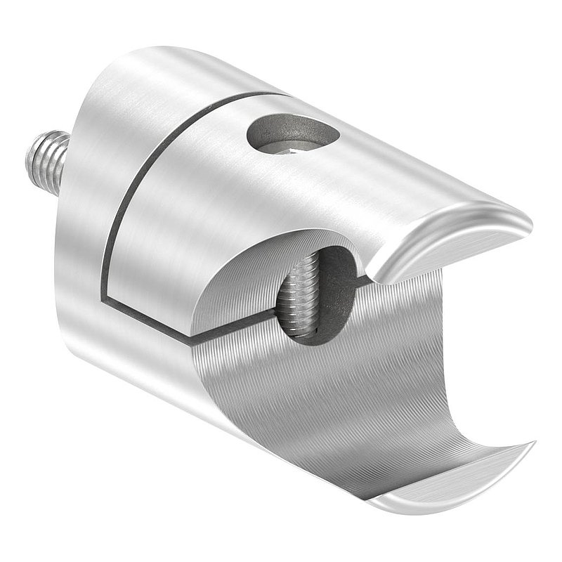 Support pour profilé de serrage rond Ø 27mm jonction: Ø 42,4mm, V2A