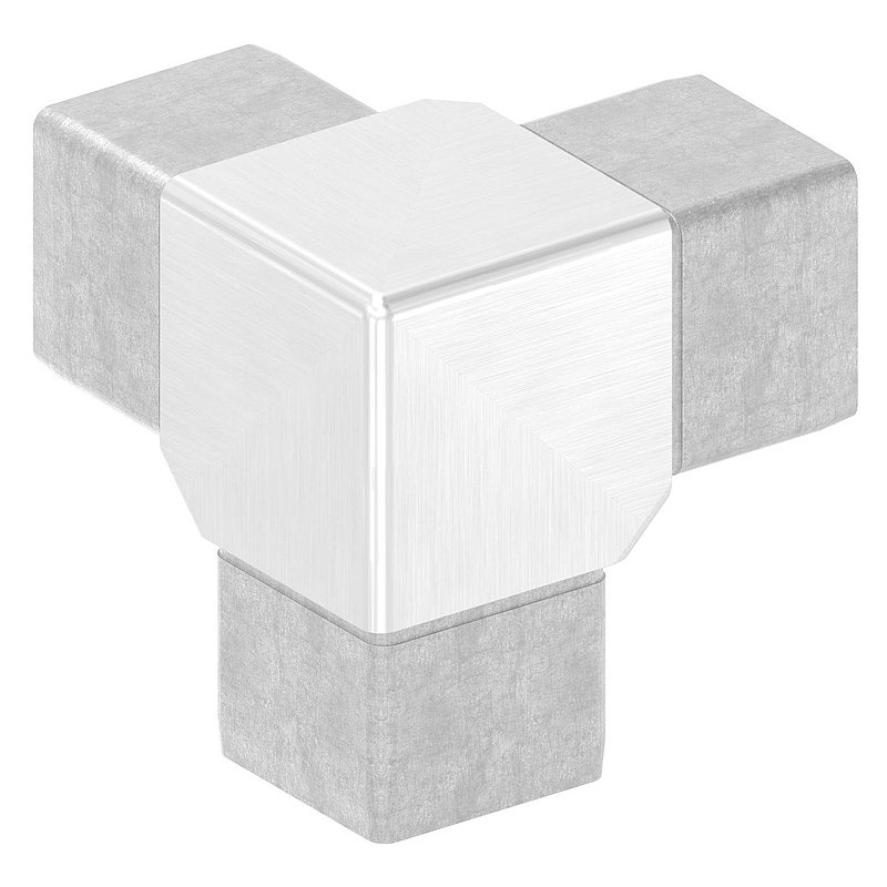 Eckstück 90° mit 3 Abgängen für Rohr 40x40x2,0mm
